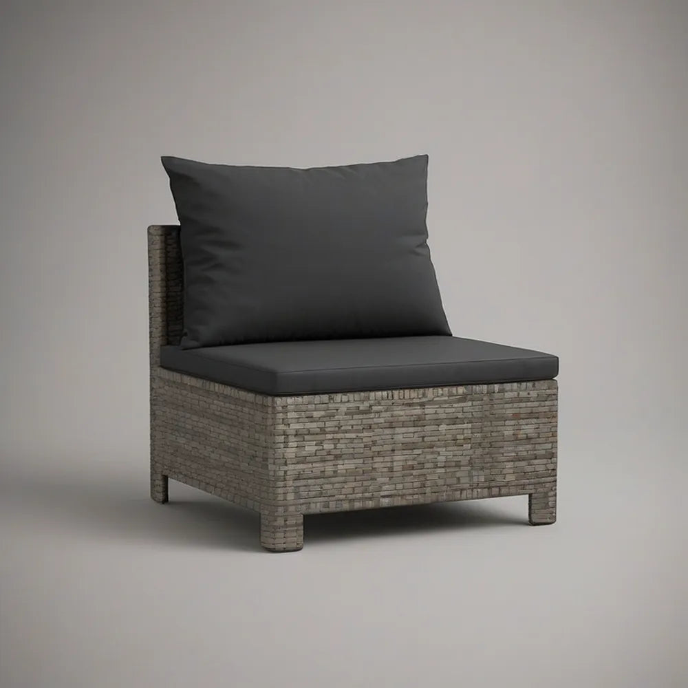 Poltrona de Jardim em Vime PE Cinzento com Almofadas Antracite 70 x 70 x 70 cm
