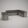 Sofá modular de jardim em vime sintético cinzento e cinzento escuro, em U, 320 x 240 x 70 cm