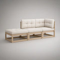 Conjunto Modular em L de 3 Lugares com Chaise Longue Esquerda em Pinho Natural e Bege-Claro, 240 x 140 x 75 cm