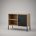 Móvel de TV 80 x 40 x 75 cm em MDF Carvalho Claro e Aço Preto