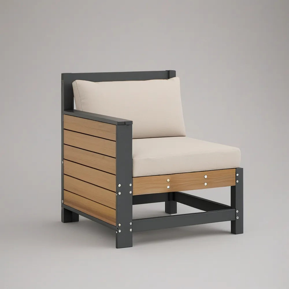 Poltrona de Exterior com Almofadas em Alumínio e Madeira de Acácia Antracite, Natural e Bege 78 x 78 x 76 cm