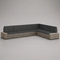 Conjunto Modular de Exterior em L, Rattan PE Cinzento-claro e Almofadas Antracite, 300 x 220 x 70 cm